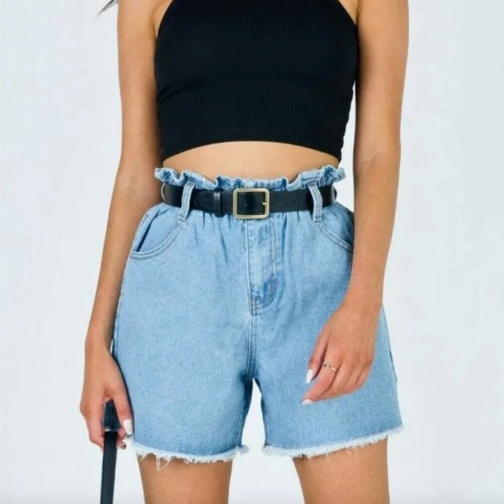 Princess Polly Over The Road Shorts Paper Bag Denim Cut Off Shorts  Size 4